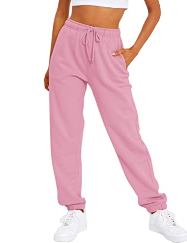 AUTOMET Damen Casual Baggy Fleece Sweatpants, Pink, X-Klein von AUTOMET