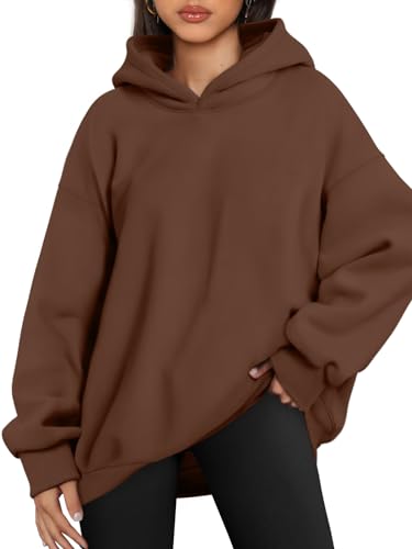 AUTOMET Damen Oversized Hoodies Fleece Sweatshirts Kapuzenpullover 2023 Mode Herbst Kleidung Trendige Outfits Winter Pullover, Braun, M von AUTOMET