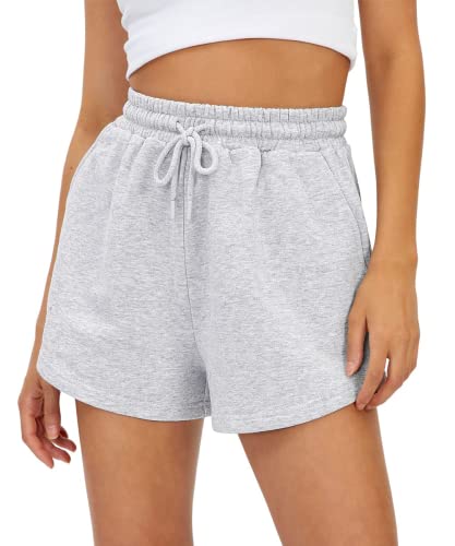 AUTOMET Damen-Sweat-Shorts, lässig, Sommer, athletisch, bequeme Shorts, Frühlingsoutfits, Herbstmode, Kleidung 2024, GRAU, X-Groß von AUTOMET