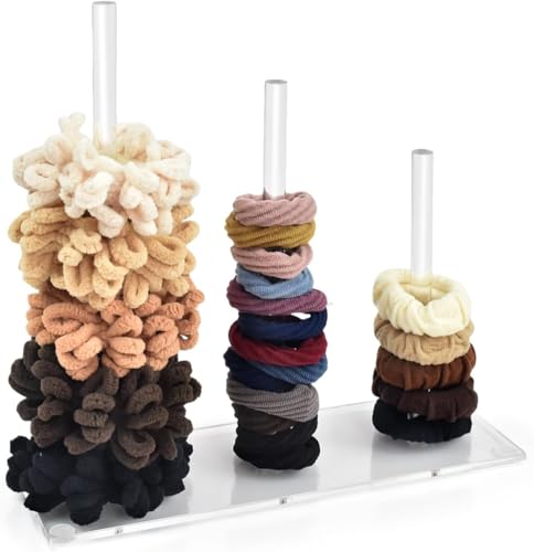 AUTOMP 3-stöckiger Acryl-Haarschmuck-Organizer, Klarer Haargummi-Halter für Frauen & Teenager-Mädchen, Stilvolles Aufbewahrungsgeschenk für Geburtstage, Weihnachten von AUTOMP