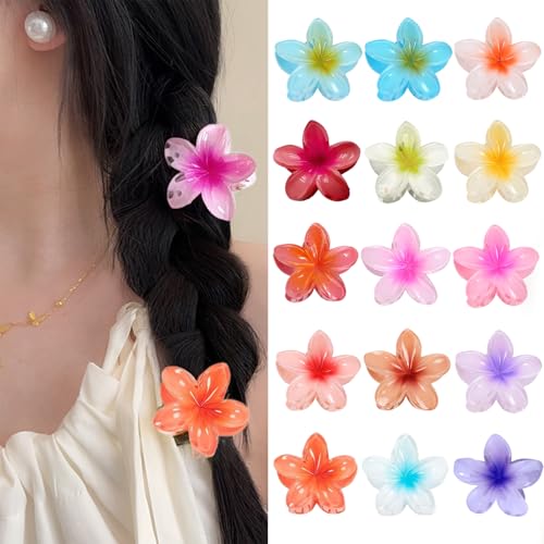 AUTOWNLUX 15 Stück Blumen Haarklammer Klein, Rutschfeste Haarklammer Blume, Flower Hair Clip, Blumenhaarklammern zum Fixieren von Haaren für Frauen Dick, Dünn Haar (4 cm) von AUTOWNLUX