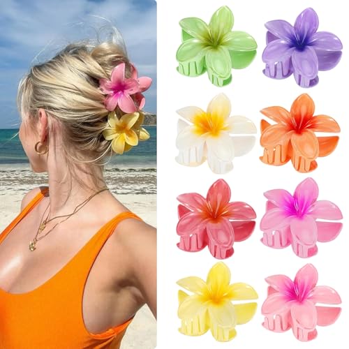 AUTOWNLUX 8 Stück Blumen Haarklammer Groß, Rutschfeste Haarklammer Blume, Flower Hair Clip, Blumenhaarklammern zum Fixieren von Haaren für Frauen Dick, Dünn Haar (8 cm) von AUTOWNLUX
