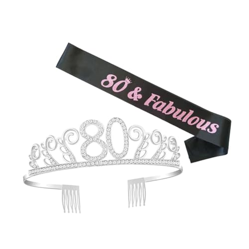 AUTSUPPL Satz Mit Haarkamm Und Schärpe Für Geburtstagsparty Inklusive Kristall-accessoires Kopfschmuck Etikette-gürtel Passend Für Königlichen Stil von AUTSUPPL