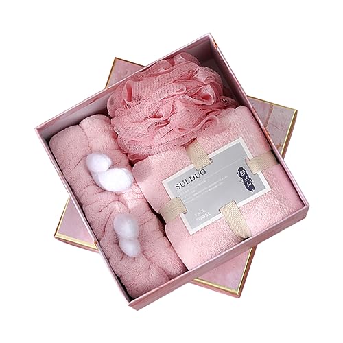 AUTSUPPL 1 Satz Dreiteiliges Badeset Mädchen-duschtuch Spa-haar Peeling-duschschwamm Hautfreundliche Waschlappen Peeling-körperpuff Wasserabsorbierendes Handtuch Badetuch Korallenvlies Rosa von AUTSUPPL