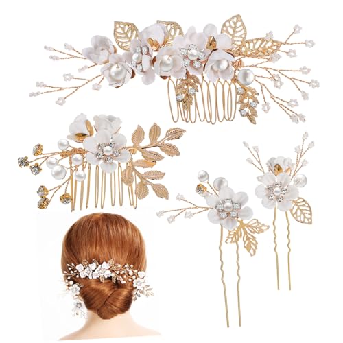 AUTSUPPL 1satz Blumige Braut Haarschmuck Perlen Und U-förmigen Haarnadeln Teiliges Eleganter Hochzeits-haarzubehör Für Vielfältige Frisuren Und Stilvolle Akzente von AUTSUPPL