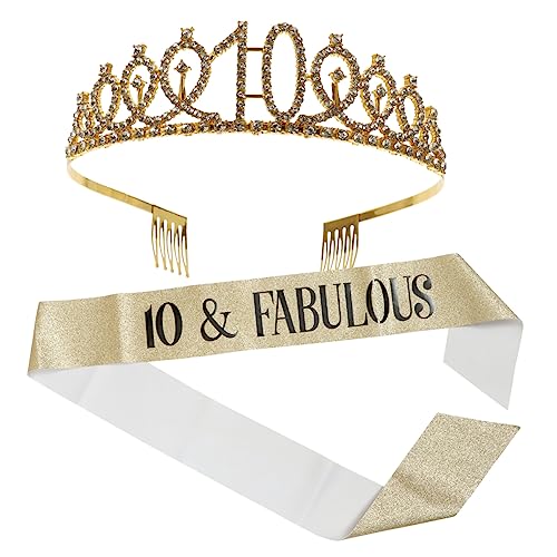 AUTSUPPL Satz Haarkamm Mit Krone Und Etiketteband Für Geburtstagsparty Dekorationskopf-accessoire Mit Strasssteinen Einheitsgröße von AUTSUPPL