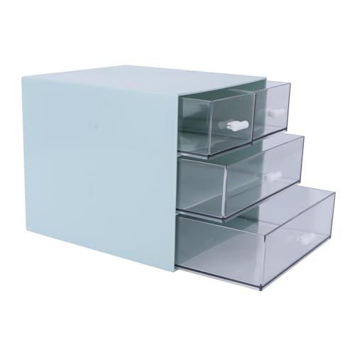 AUTSUPPL 1 Stück Karton Schubladen-make-up-box Waschtischaufbewahrung Desktop-speicher Make-up-organizer-tablett Schubladen-organizer Klarer Kosmetikkoffer Blue Pp von AUTSUPPL