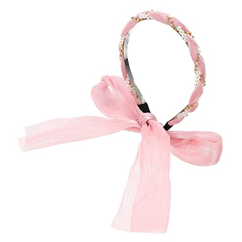 AUTSUPPL Damen-stirnband Mit Schleife Aus Polyester Kunstperlen Und Eisen Atmungsaktiv Und Angenehm Für Make-up Spa Und Sport von AUTSUPPL