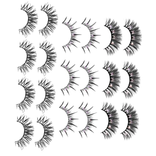 AUTSUPPL 10 Paare Natürliche Falsche Wimpern mit Strasssteinen Lange Leichte Synthetische Wimpern für Frauen Funkelnde Dichte Eyelashes für Bühne Party Alltag und Cosplay von AUTSUPPL