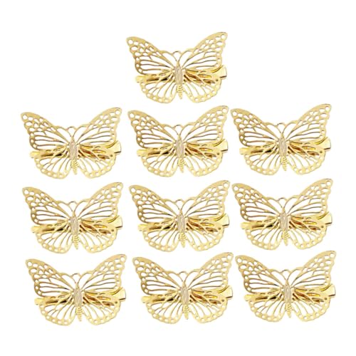 AUTSUPPL 10stücke Goldfarbene Haarspangen Aus Legierung Hohl Gestaltetes Haarschmuck-design Zarte Haarnadeln Friseurbedarf Für Mädchen Schmetterling Rechts von AUTSUPPL