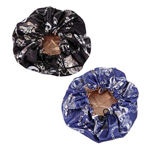 AUTSUPPL 1stück Doppellagige Duschhaube Für Damen Wasserdichte Schlafhaube Für Beauty-salons Rund Praktisch Für Dusche Und Spa Schwarz Mit Buntem Muster von AUTSUPPL