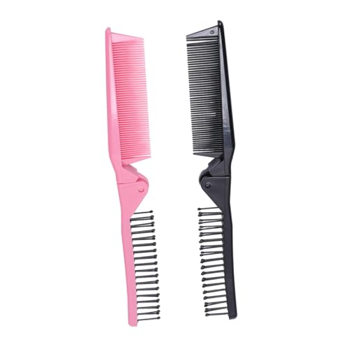 AUTSUPPL 1tasche Faltbare Haarbürste Teiliges Anti-statische Hochtemperaturbeständige Doppelkopf-frisierkamm Für Damen Und Herren Für Täglichen Gebrauch Und Friseursalons Schwarze Rosa von AUTSUPPL