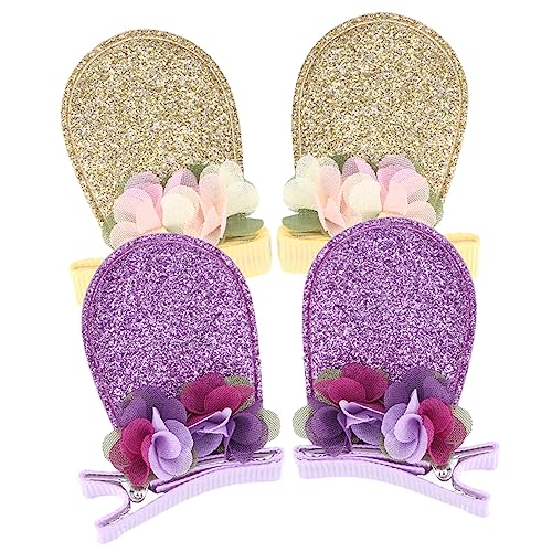 AUTSUPPL 2paare Haarspangen Mit Hasenohren Für Kleinkinder Haarschmuck Für Mädchen Haarstyling-accessoires Beidseitig Tragbar Geeignet Für Hochzeiten Geburtstage Und Partys von AUTSUPPL