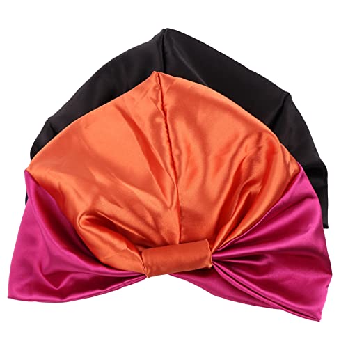 AUTSUPPL 2stücke Satin Schlafhaube Mit Elastischem Breitem Band Damen Schlafturban Für Haarpflege Rosarot Für Jeden Anlass von AUTSUPPL