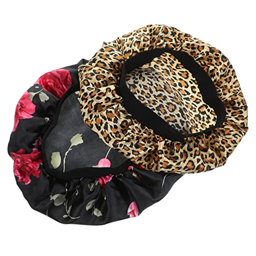 AUTSUPPL 2stücke Satin Schlafhauben Mit Elastikband Und Breitem Rand Haarschutz Für Damen Beim Schlafen Baden Und Kochen Für Lockiges Langes Haar Und Hochsteckfrisuren von AUTSUPPL