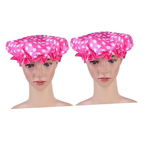 AUTSUPPL Eva Duschhaube 2 Stücke Doppellagige Badekappen für Damen Elastisch Haarschutz für Badezimmer und Schönheitssalons von AUTSUPPL