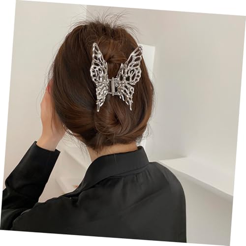 AUTSUPPL 2 Stück Metall Schmetterling Haarspangen Flexible Haarklammern Silberfarben Langlebige Haarclips für Damen und Mädchen Modische Haarschmuck für Alltag Party und Festliche Anlässe von AUTSUPPL
