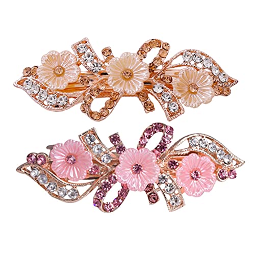 AUTSUPPL 2stücke Wasserstein Haarspange Rosenblütenform Haargummi Für Pferdeschwanz Elegantes Blumen-haaraccessoire Für Damen Vielseitige Haardekorationen Perlmutt-rosa Und von AUTSUPPL