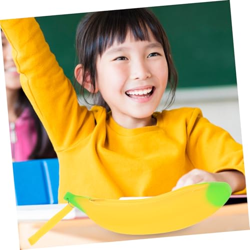 AUTSUPPL 2 Stück Silikon Federmäppchen Bananenform Großes Mäppchen Waschbar Reißverschluss Stiftetasche Schüler Schreibwaren Organizer Gelb von AUTSUPPL