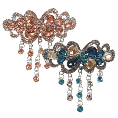 AUTSUPPL 2 Stück Strass Haarklammern mit Quasten Große Luxuriöse Haarspangen für Damen Schmerzfreie Langlebige Federverschluss Haarnadeln Elegante Vintage Haarschmuck für Hochzeit Party von AUTSUPPL
