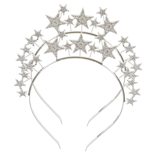 AUTSUPPL 2 Stück Teiliges Haarreif mit Glitzerstern Pentagrammförmiges Stirnband Silberner Haarschmuck für Mädchen Bequemes Druckfreies Design Festliche Haar accessoires für Party und von AUTSUPPL