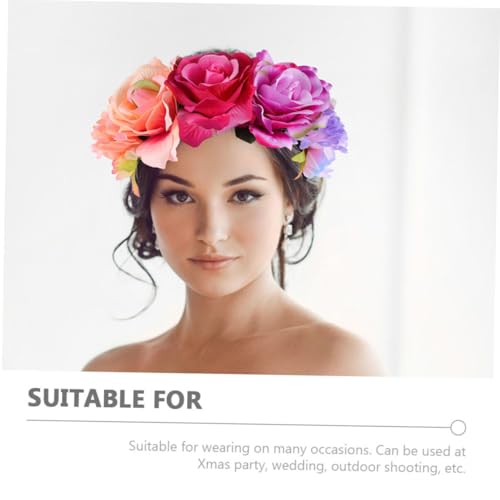 AUTSUPPL 2 Stück Teiliges Haarschmuck Breitem Haarreif Modisches Cosplay stirnband mit Großen Rosenblumen Farbenfrohes Party Urlaubs accessoire für Frauen und Mädchen für Fotos und von AUTSUPPL
