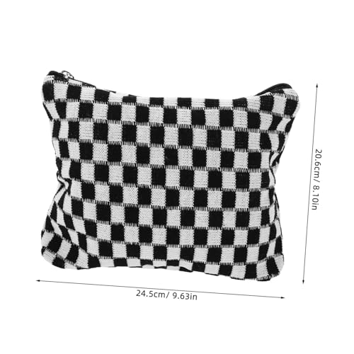 AUTSUPPL 2 Stück Teiliges Kariertes Kosmetiktäschchen mit Farbkontrast Gestrickt Große Kapazität Leichter Kulturtasche-Organizer für Damen Schüler und Reise Schützende Make-up-aufbewahrung von AUTSUPPL