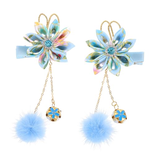 AUTSUPPL 2 Stück Teiliges Mädchen Haarschmuck Blaue Blumen Haarklammern mit Anhänger Retro Haarnadeln für Mädchen und Frauen Bequeme Sichere Haarspangen für Verschiedene Frisuren von AUTSUPPL
