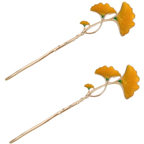 AUTSUPPL 2 Stück Vintage Ginkgo Haarnadeln aus Langlebiger Eleganter Haarschmuck für Damen Stabiler Dutt halter Passend zu Verschiedenen Haarfarben und Stylings von AUTSUPPL