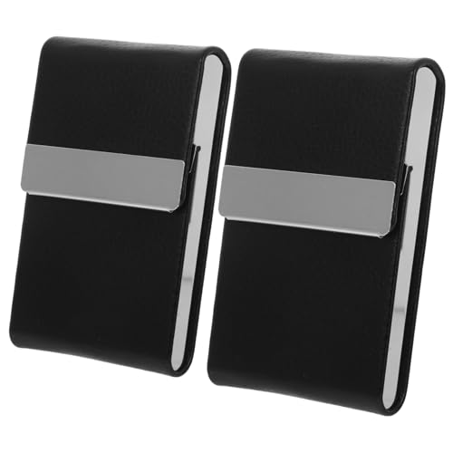 AUTSUPPL Metall-visitenkartenbox Mit Magnetverschluss 2er Satz Visitenkartenhalter Aus Edelstahl Und Pu-Leder Kompakt Für Büro Und Geschäft von AUTSUPPL