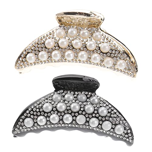 AUTSUPPL 2stücke Haarklammern Mit Perlendekor Haarnadeln Einfache Haarspange Pferdeschwanzhalter Greifer Für Frauen Und Mädchen Gelb Schwarz von AUTSUPPL