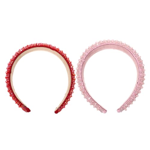 AUTSUPPL 2stücke Strass Stirnband Für Frauen Mit Kristallperlen Breiter Rand Haarreif Kopfbedeckung Im Vintage-stil Leuchtende Strasssteine Bezaubernd Für Verschiedene Outfits Und Frisuren von AUTSUPPL