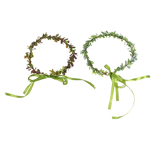 AUTSUPPL 2er-set Exquisiter Haarkranz Aus Künstlichen Blättern Stilvoller Blumen-haarreif für Frauen Kaffeegrün für Veranstaltungen Feiern von AUTSUPPL