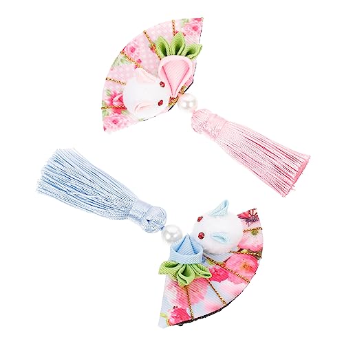 AUTSUPPL 2stücke Haarklammer Im Japanischen Stil Mit Quaste Fächerform Niedliches Kaninchen-design Für Besondere Anlässe Und Hochzeiten Und Haarschmuck Für Mädchen von AUTSUPPL