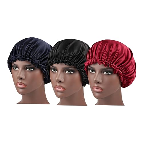 AUTSUPPL 3stücke Lace Chemotherapie Schlafmütze Für Damen Teiliges Rot Schwarz Haarschutz Für Nachtgebrauch Elastisches Design Atmungsaktiv Für Haarausfall von AUTSUPPL