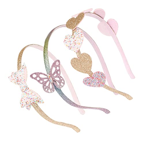 AUTSUPPL 3 Stücke Kinder Herz Bogen Stirnband Schmetterling Haar Bands Für Mädchen Pailletten Haar Hoops Licht Stirnbänder von AUTSUPPL