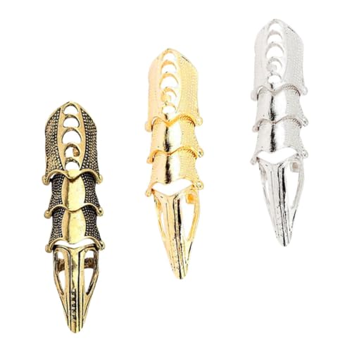 AUTSUPPL 3 Stück Teiliges Metall Fingernagel Schmuck Hohlgearbeitetes Fingertip Dekorationsring Kostüm Accessoire Punk Gothic für Halloween Cosplay Damen Unisex von AUTSUPPL