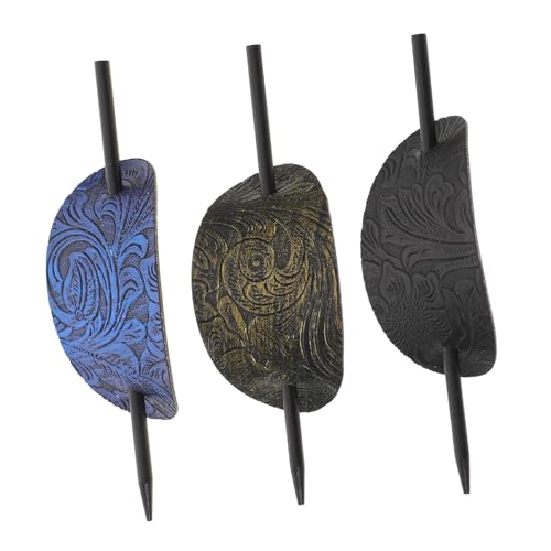 AUTSUPPL 3 Stück Teiliges Vintage Oval Haarnadel- Elegante Faux-leder Haarspangen für Frauen Komfortable Haarnadel-bun-halter Vielseitig für Alltag und Festlichkeiten Stabile Verarbeitung von AUTSUPPL