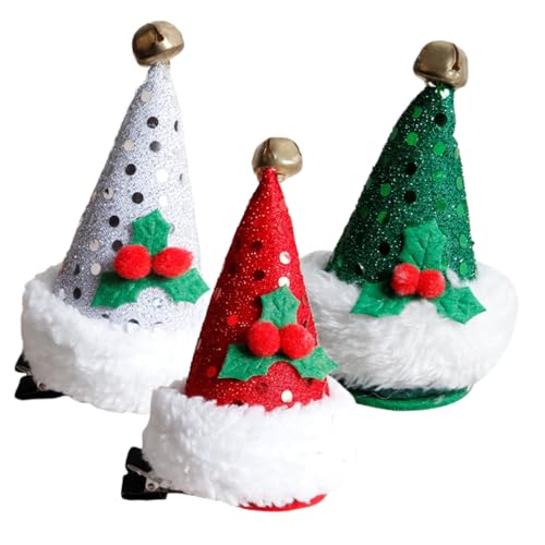 AUTSUPPL 3 Stück Weihnachts Haarspangen für Mädchen Leichte Metall und Haarnadeln in Weihnachtsmützen Design Langlebig Haarschonend für Weihnachtsfeiern und Alltag Farbiges Xmas Haarschmuck von AUTSUPPL
