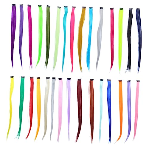 AUTSUPPL 30 Bunte Haarverlängerungen Für Glattes Haar Künstliche Haarteile Nahtlose Haarverlängerungen Für Damen von AUTSUPPL