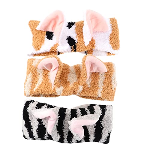 AUTSUPPL 3er Satz Bunte Stoff Spa-gesichts-stirnbänder Katzenohr-design Handtuch-stirnbänder Kopftuch Duschkopftuch von AUTSUPPL