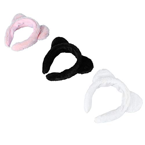 AUTSUPPL 3stücke Katzenohren Haarband Aus Weichem Plüsch Makeup Stirnband Für Gesichtsreinigung Und Kosmetik Elastische Haarreifen Für Damen Für Spa-party Und Yoga von AUTSUPPL