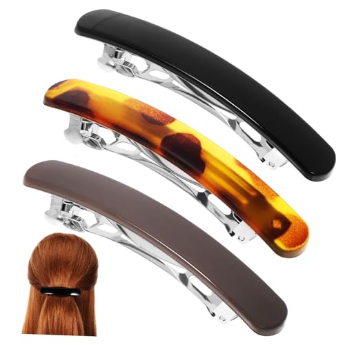 AUTSUPPL 3stücke Metall Haarspangen Stilvolle Snap Clips Für Dünnes Haar Leopard Glänzendes Kaffee Glänzendes Rutschfeste Und Bequeme Haarklammern Für Frauen von AUTSUPPL