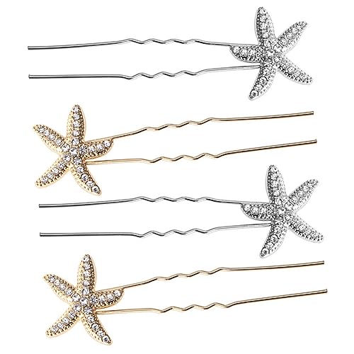 AUTSUPPL 4stücke Stern-haarspange Für Hochzeit Silberne Haarspangen Als Braut-haar-accessoire Strand-hochzeits-kopfschmuck Für Frauen von AUTSUPPL