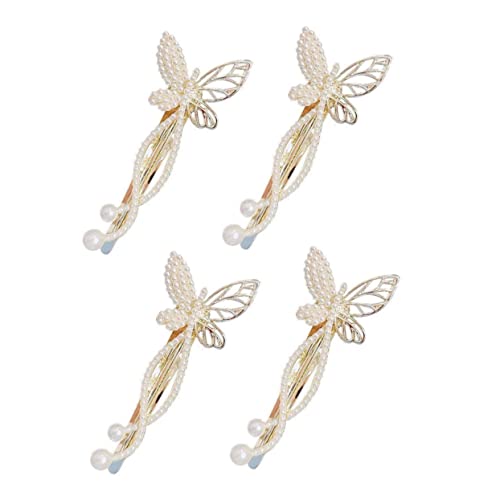 AUTSUPPL 4 Stücke Hochzeit Perlen Haarnadeln Seitliche Clips Schmetterlingsform für Braut Elegante Haarspange für Mädchen von AUTSUPPL