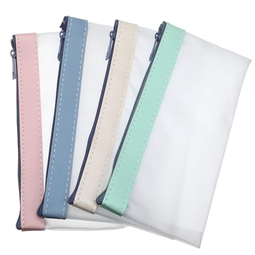 AUTSUPPL 4stücke Stiftetaschen Transparente Federmäppchen Mit Reißverschluss Stifthalter Aufbewahrungstaschen Für Schreibwaren Kosmetiktaschen Für Bargeld Und Make-up von AUTSUPPL