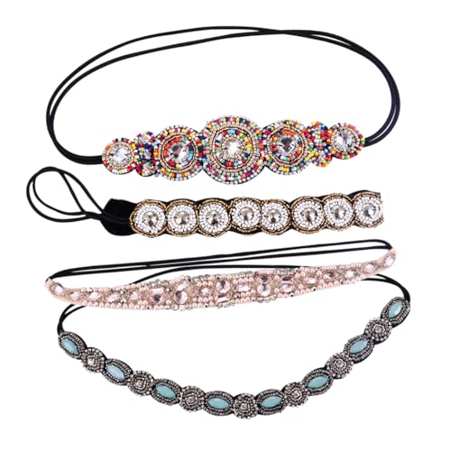 AUTSUPPL 4stücke Stirnband Damen Strass Perlen Handgemacht Vintage Haarband Schmuck Für Sport Party Tanzen Alltag Geburtstag Hochzeitstag von AUTSUPPL