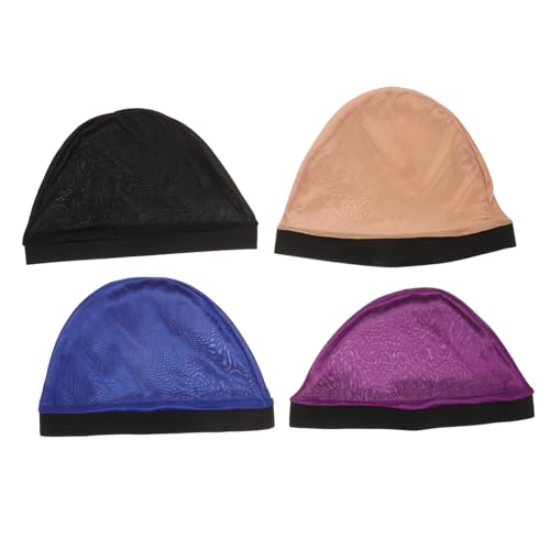 AUTSUPPL 4stücke Wiederverwendbar Seiden Duschhauben Elastische Haarhauben Für Damen Und Herren Für Bad Kosmetik Und Reisen Mischfarben Leicht Und Tragbar von AUTSUPPL