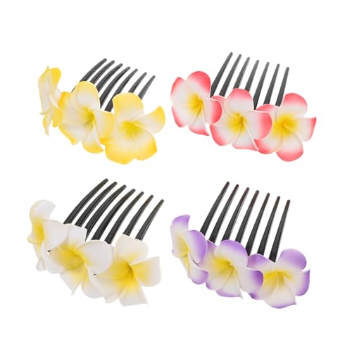 AUTSUPPL 4 Stück Teiliges Bunte Plumeria Haarspangen für Damen Dekorative Seitenkämme mit Festem Halt Leichtes Design Geeignet für Hochzeiten Brautschmuck Festliche Anlässe und Alltag von AUTSUPPL