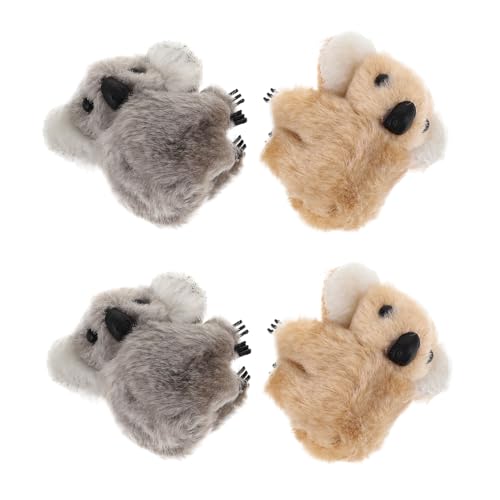 AUTSUPPL 4 Stück Teiliges Plüsch Haarklammern Koala Design Mini Haarclips für Frauen und Mädchen Weiche Haarspangen für Alltag Make up und Bad Praktische und Stilvolle Haarstyling Zubehör von AUTSUPPL
